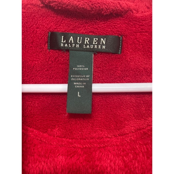 Lauren Ralph Lauren Red Bathrobe Tie Waist Embroidered RL Logo Size L - Picture 5 of 8